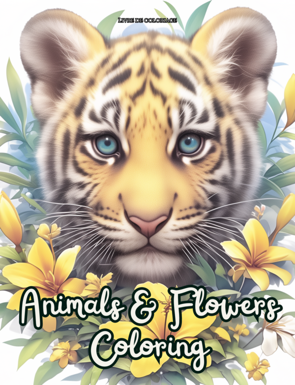 Livre de Coloriage - Animals & Flowers Coloring