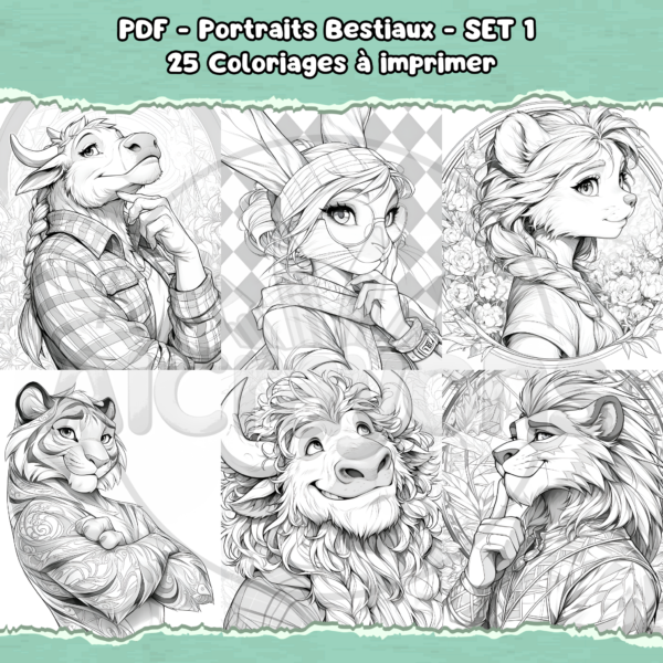 PDF à imprimer - Portraits Bestiaux - SET 1 – Image 3