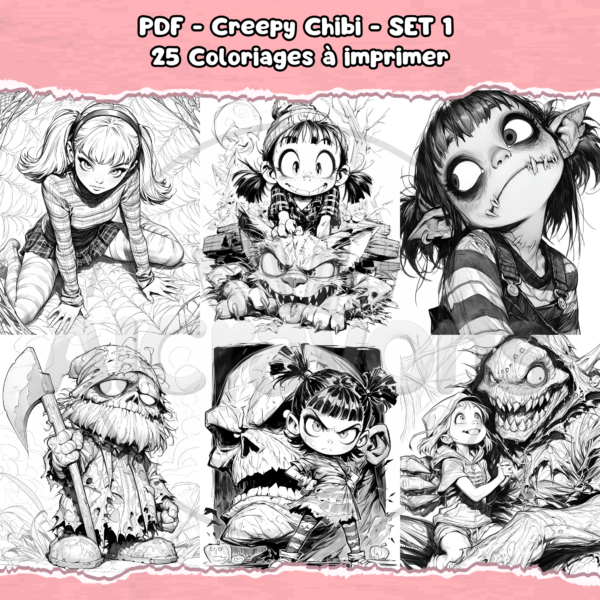 PDF à imprimer – Creepy Chibi – SET 1 – Image 3