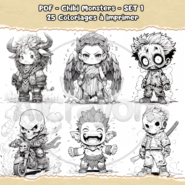 PDF à imprimer - Chibi Monsters - SET 1 – Image 3