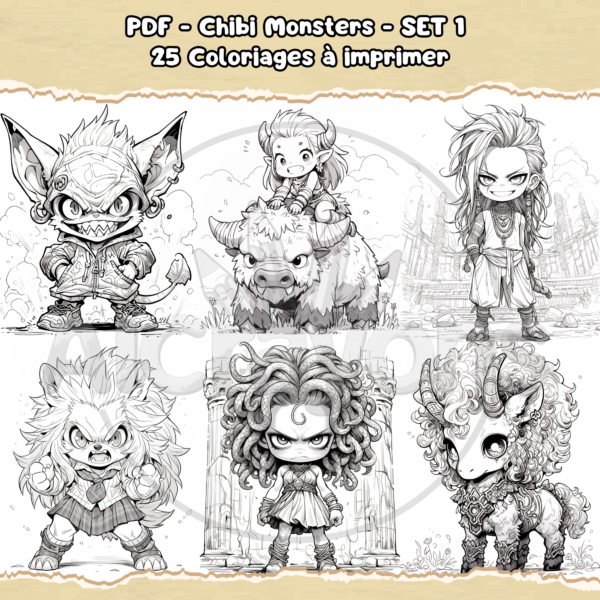PDF à imprimer - Chibi Monsters - SET 1 – Image 2