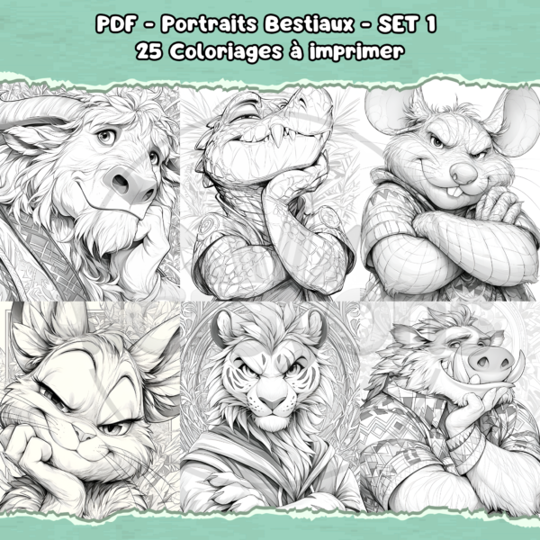 PDF à imprimer - Portraits Bestiaux - SET 1 – Image 2