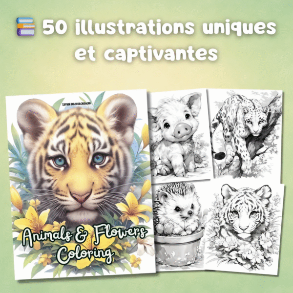 Livre de Coloriage - Animals & Flowers Coloring – Image 3
