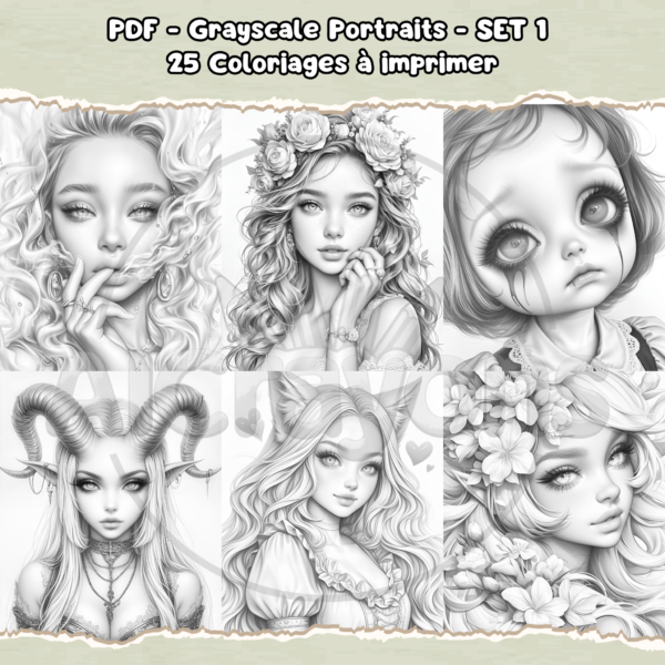 PDF à imprimer - Grayscale Portraits - SET 1 – Image 3