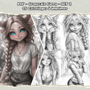PDF à imprimer – Grayscale Furry – SET 2