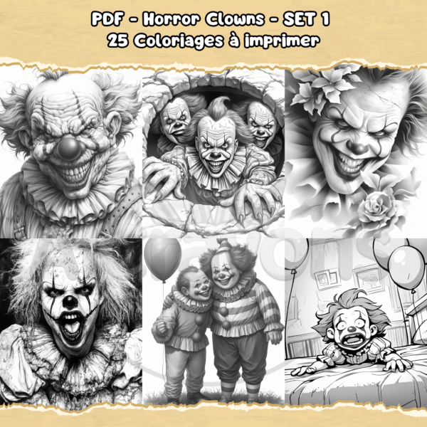 PDF à imprimer – Horror Clowns – SET 1 – Image 2