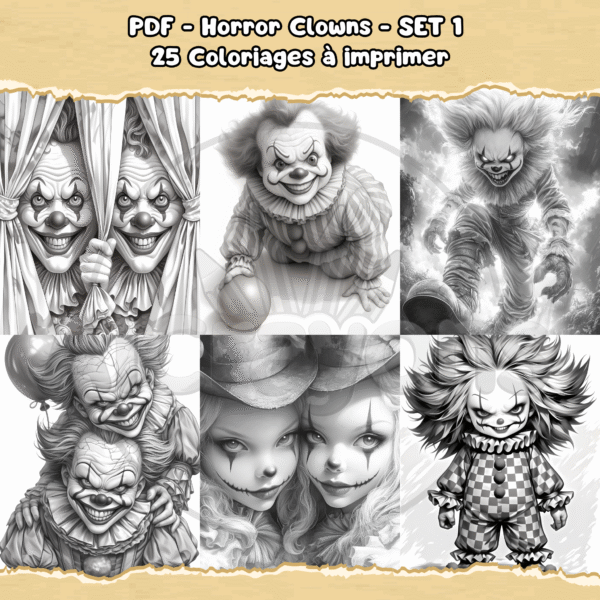 PDF à imprimer – Horror Clowns – SET 1 – Image 3