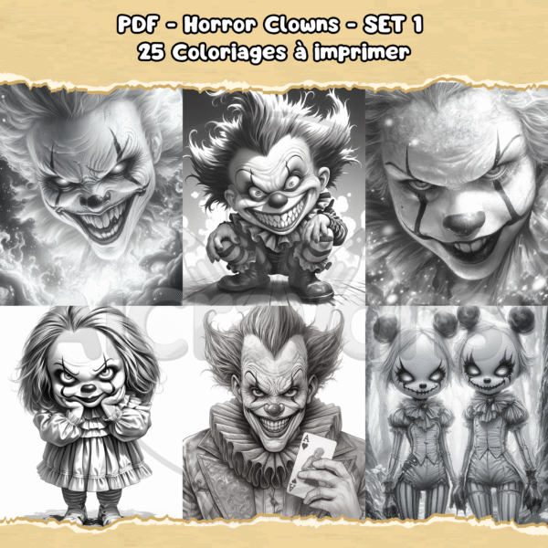 PDF à imprimer – Horror Clowns – SET 1 – Image 4