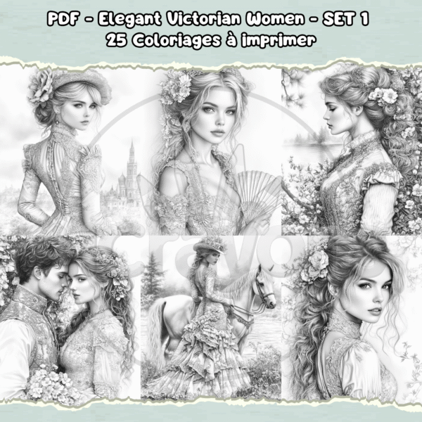 PDF à imprimer – Elegant Victorian Women – SET 1 – Image 2