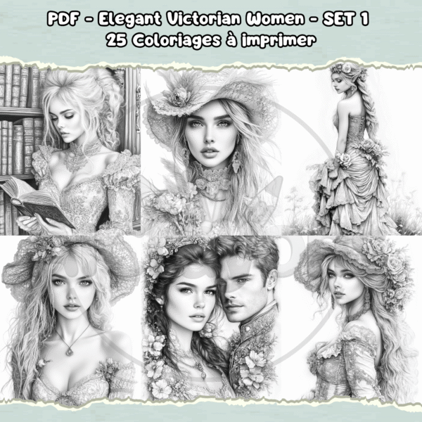 PDF à imprimer – Elegant Victorian Women – SET 1 – Image 3