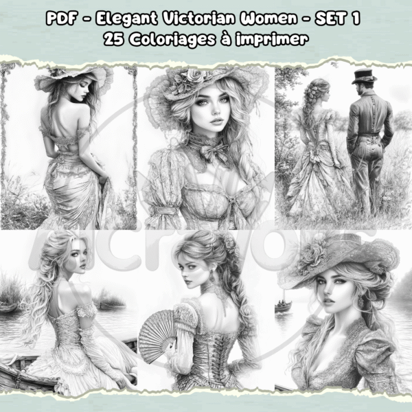 PDF à imprimer – Elegant Victorian Women – SET 1 – Image 4