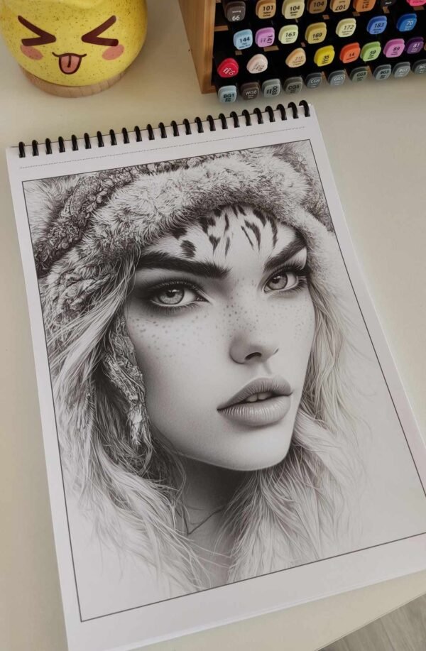 Carnet à Spirale - Grayscale Portraits Coloring – Image 6