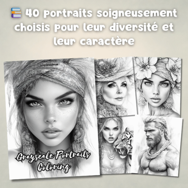 Carnet à Spirale - Grayscale Portraits Coloring – Image 3