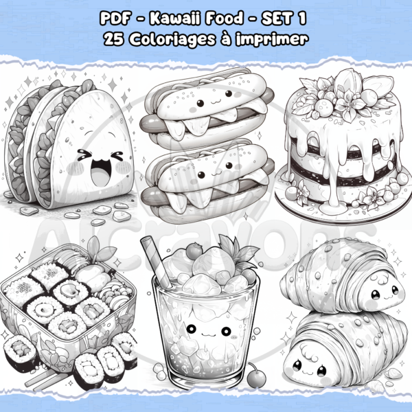 PDF à imprimer – Kawaii Food – SET 1 – Image 2