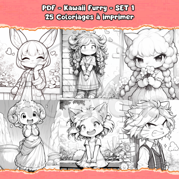 PDF à imprimer – Kawaii Furry – SET 1 – Image 3