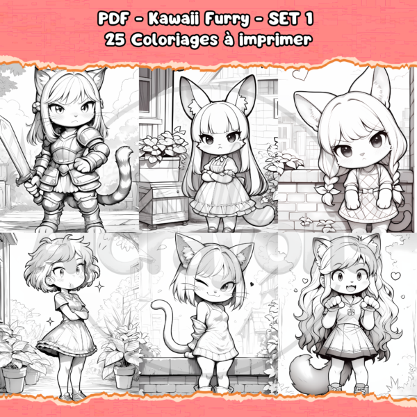 PDF à imprimer – Kawaii Furry – SET 1 – Image 2