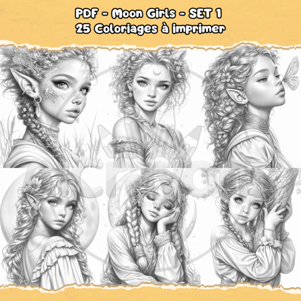 PDF à imprimer – Moon Girls – SET 1 – Image 3
