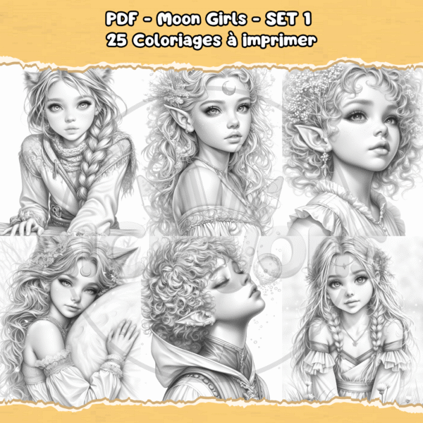 PDF à imprimer – Moon Girls – SET 1 – Image 4